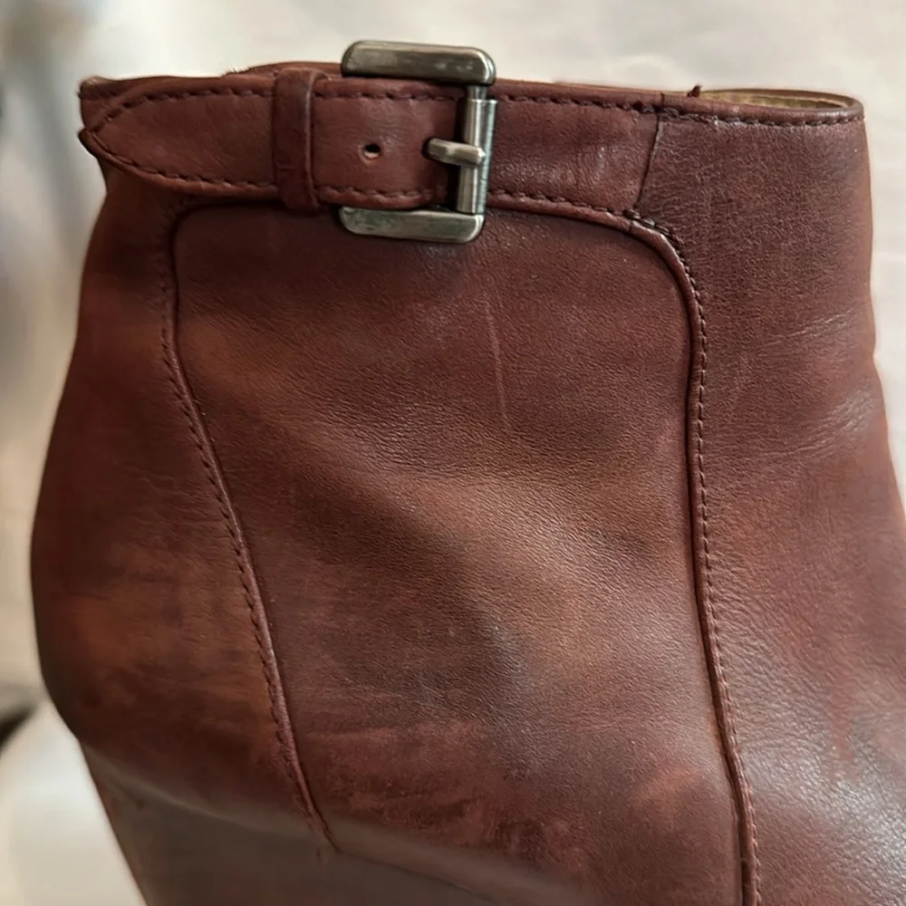 Anthropologie | Biala | distressed | burgundy brown | wedge | 39M/8 | booties - Picture 8 of 16